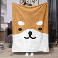 Cute Shiba Inu Face Flannel Blanket - Kawaii Pet Soft Cozy Throw for Sofa Bed Kids Room Gift