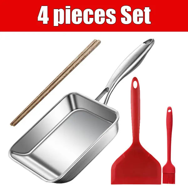 Stainless Steel Japanese Omelette Pan Nonstick Tamagoyaki Egg Roll Pan Retangle Small Frying Pan Nonstick Steak Sandwich Skillet