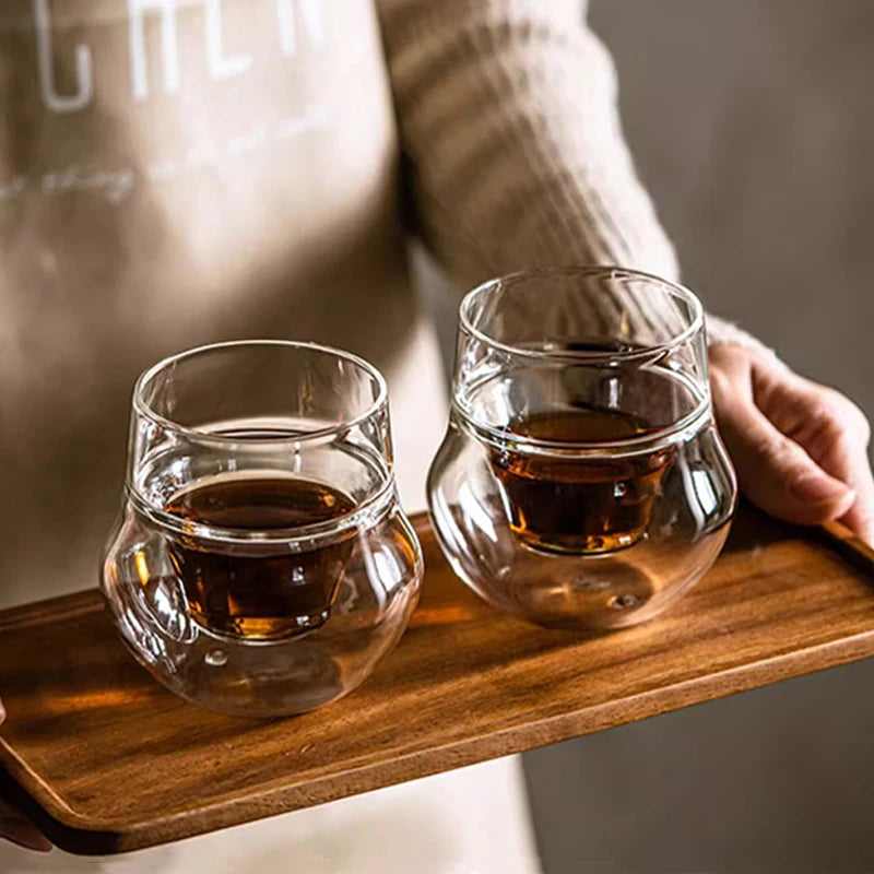 FOME Double Walled Glass Cup Transparent Coffee Milk Mug Espresso Cup Home Brandy Wine Cocktail Glasses Tasting Cup
