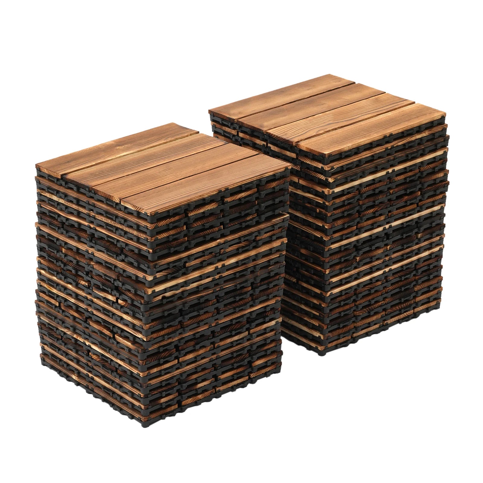 36Pcs/Set 30x30cm Wooden Balcony Patio Tiles, Indoor Outdoor Interlocking Non-slip Waterproof Flooring Deck Tile Pavers Brown