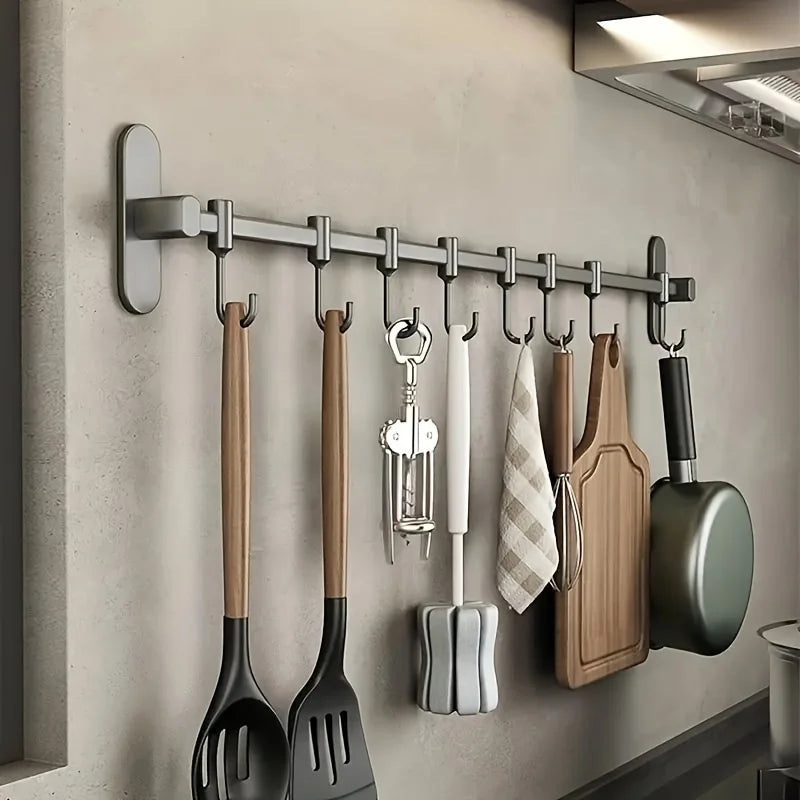 Kitchen Equipment Storage Rack Such As Pot Lid And Spatula Wall-Mounted Hook Rack Multi-Way Storage For Kitchen Items