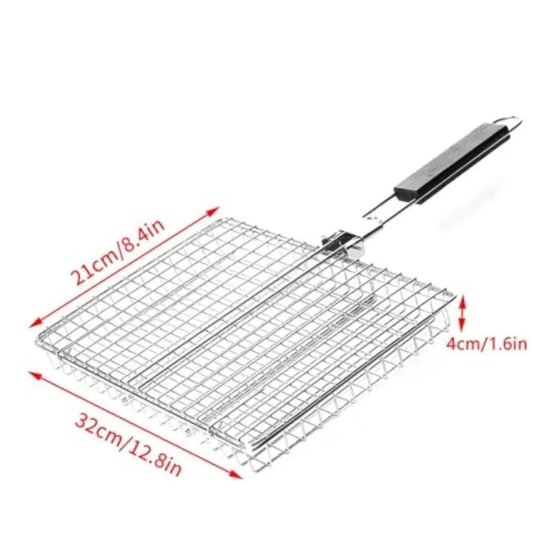 Portable  Metal iron Folding Grill Basket BBQ Grill Basket With Handle for Fish Vegetables Shrimp Cook Accessories Outdoor