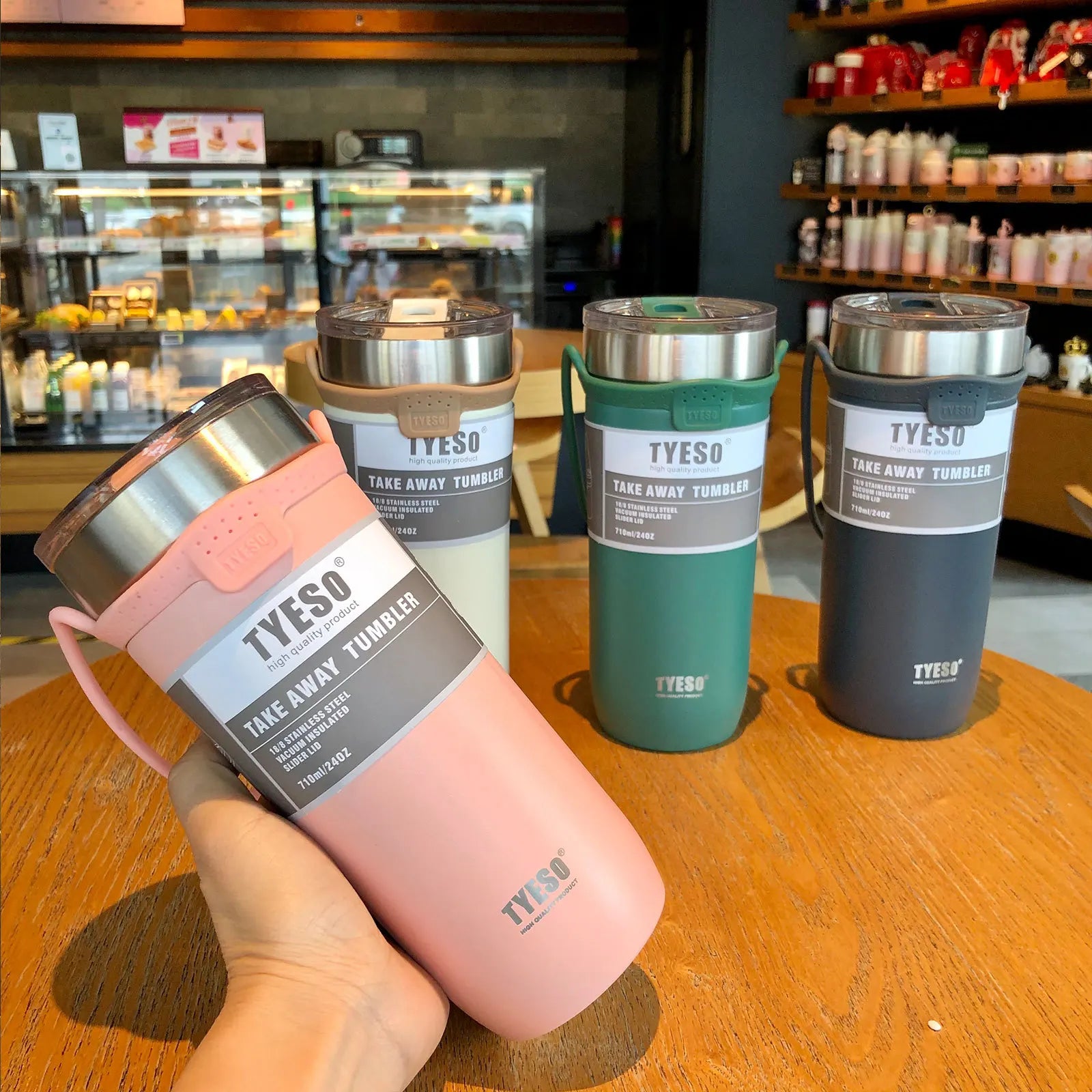 Tyeso Cup Thermal Thermos Car Water Bottle With Straw 550/710ML Thermal Cup for Beer Stainless Steel Coffee Mug Vacuum Flasks