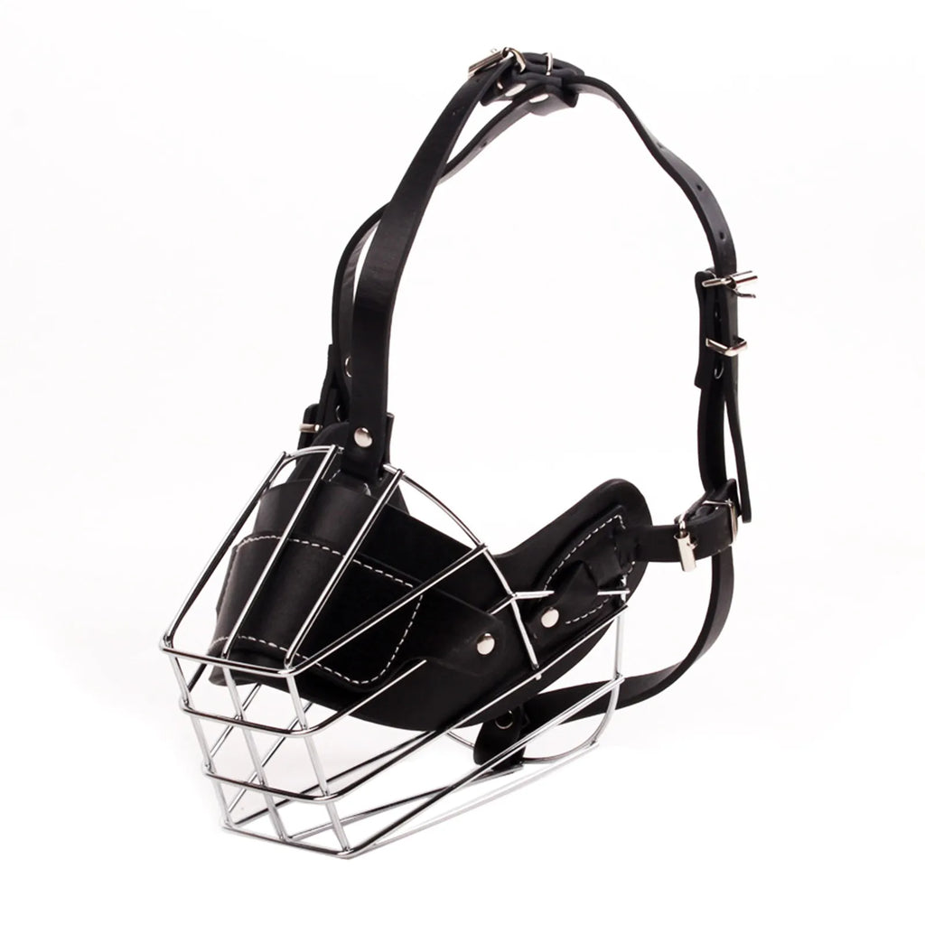 Dog Muzzle Anti Biting Pet Mouth Mask Adjustable & Breathable Leather Metal Muzzle Protection Cover Muzzles For Dog Accessories