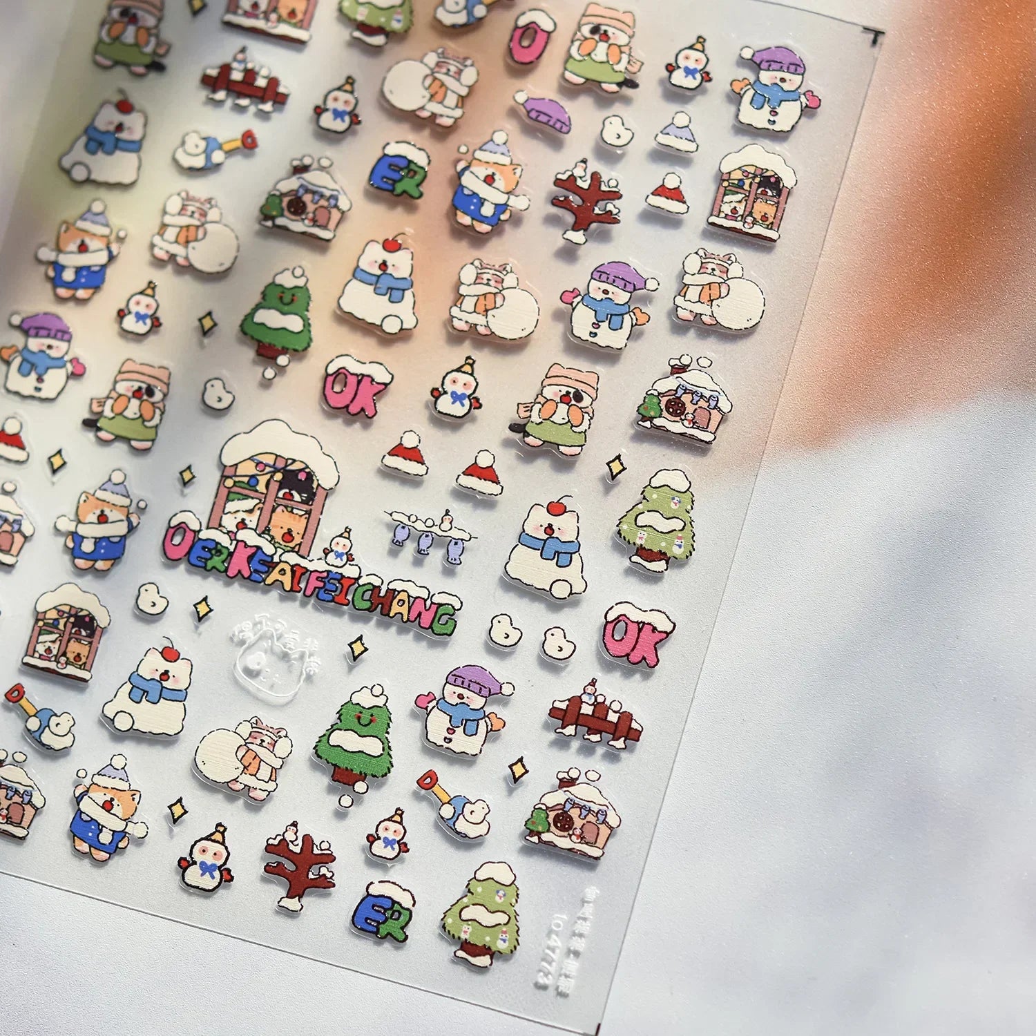 Lovely Animal Graffiti Cat Claw Rabbit Bunny Bear Dog Flower Fruit Dim Sum Candy Sunflower Adhesive 5D Nail Art Stickers Decal
