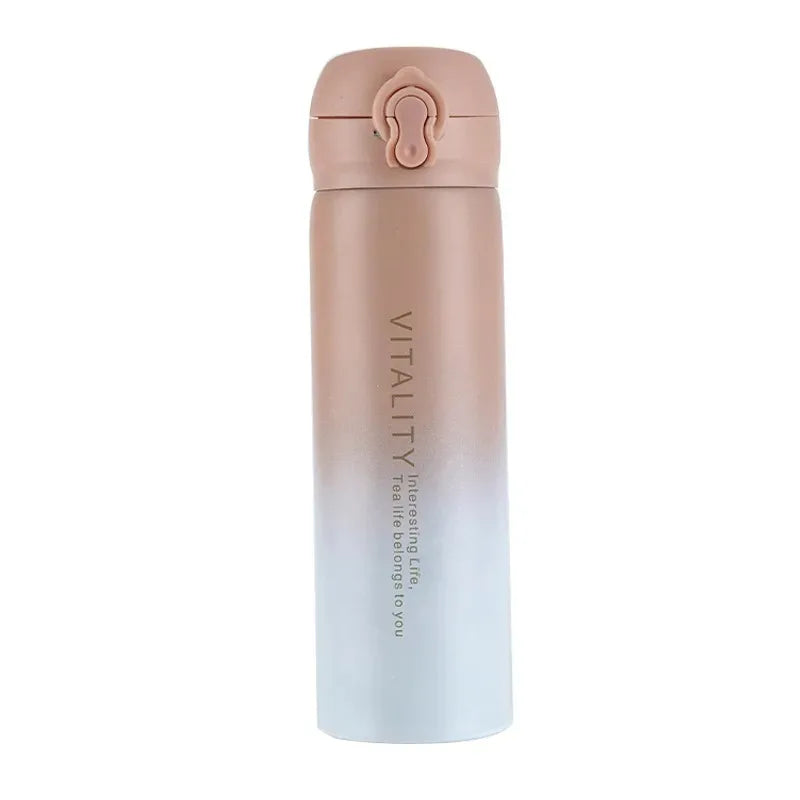 Stainless Steel Thermal Bottle 500ml Gradient Color  with Flip Lid Portable Outdoor Water Bottle for Halloween Christmas Gifts