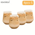 KEMORELA 4/6pcs Vertical Striped Glass Heat-Resistant Glass Water Cup Milk Juice Cup Iced Coffee Summer and Winter Drinking Ware