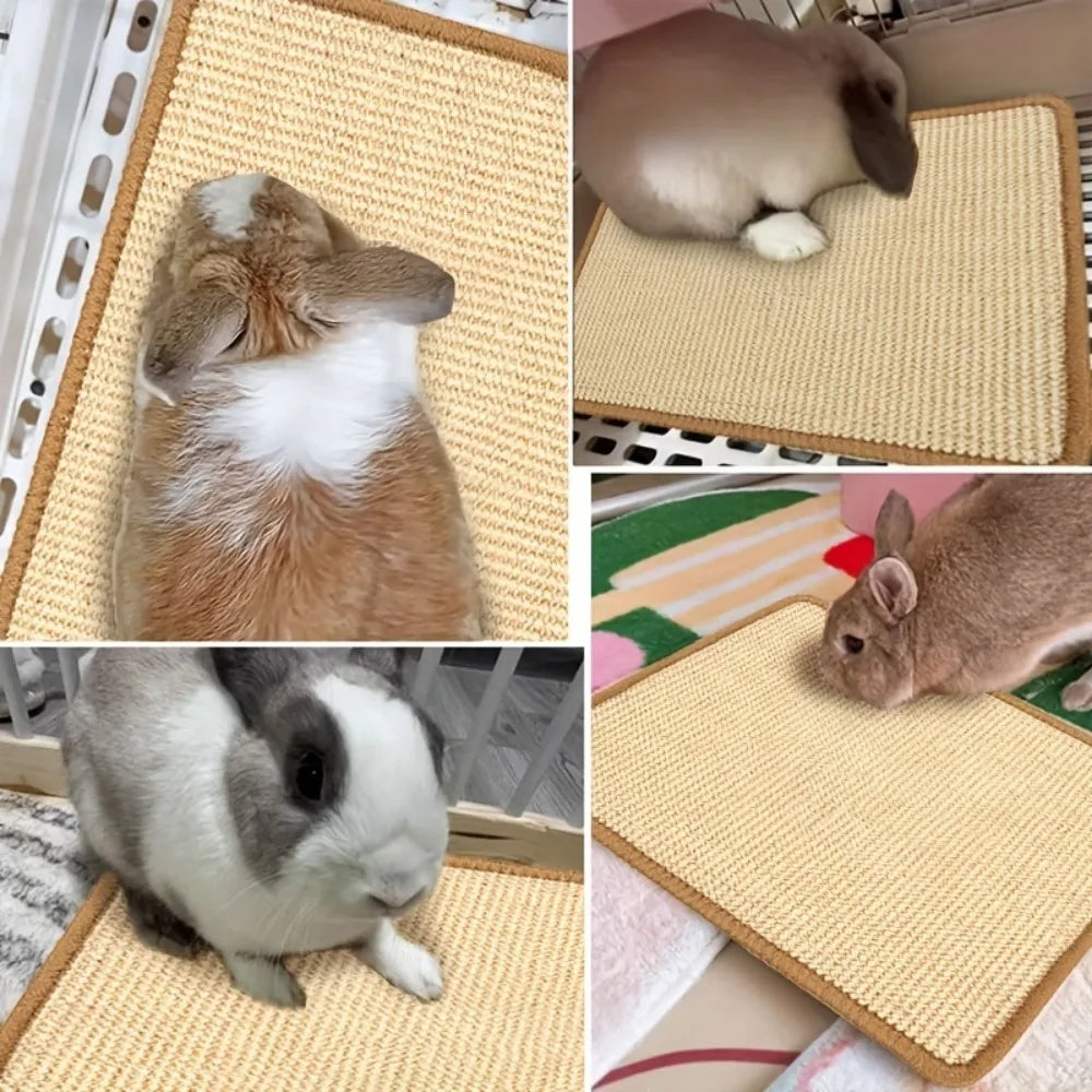 Rabbit Chew & Scratch Mat - Natural Fiber Anti-Slip Pad | Cage Bedding & Teeth Care | Small Pet Sleep & Play