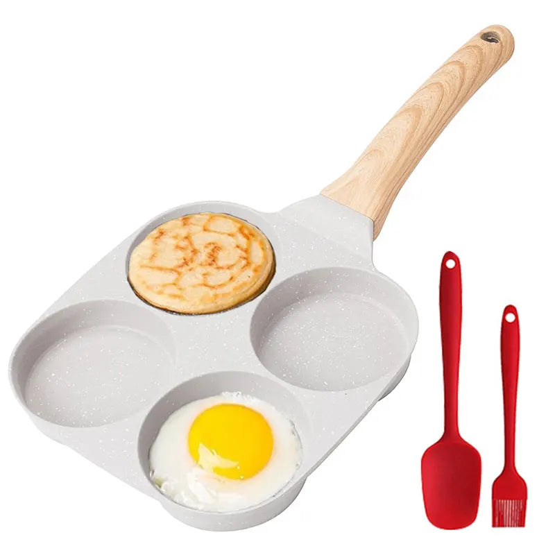 Egg Pan Omelette Pan 4-Cup Nonstick Granite Omelette Skillet Pancake Pan Healthy Egg Cooker Suitable for Gas Stove & Induction