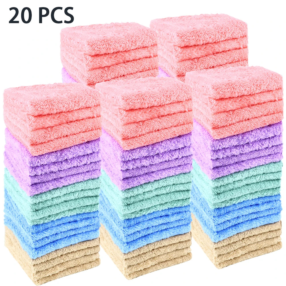 20pcs Soft Absorbent Solid Color Washcloths Gentle on Quick Drying Compact Square Towels for Home Bathroom Bathroom