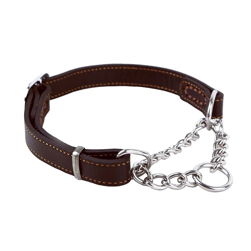 Benepaw Martingale Leather Collar No Pull Anti-Escape Training Dog Collar Stainless Steel Pet Chain For Small Medium Large Dogs