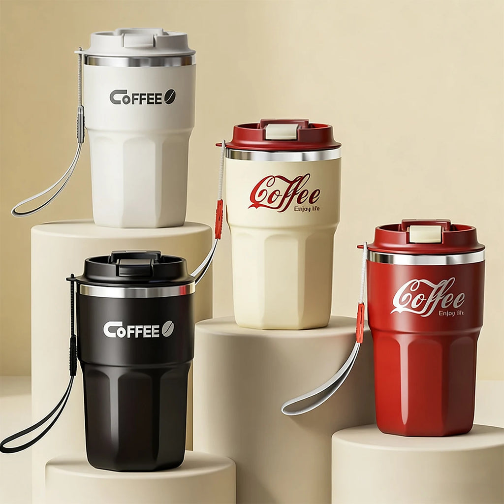 400/480ml 304 Stainless Steel Thermal Bottle Tumbler Portable Double-layer Insulated Coffee Mug Cold And Hot Water Cup With Lid
