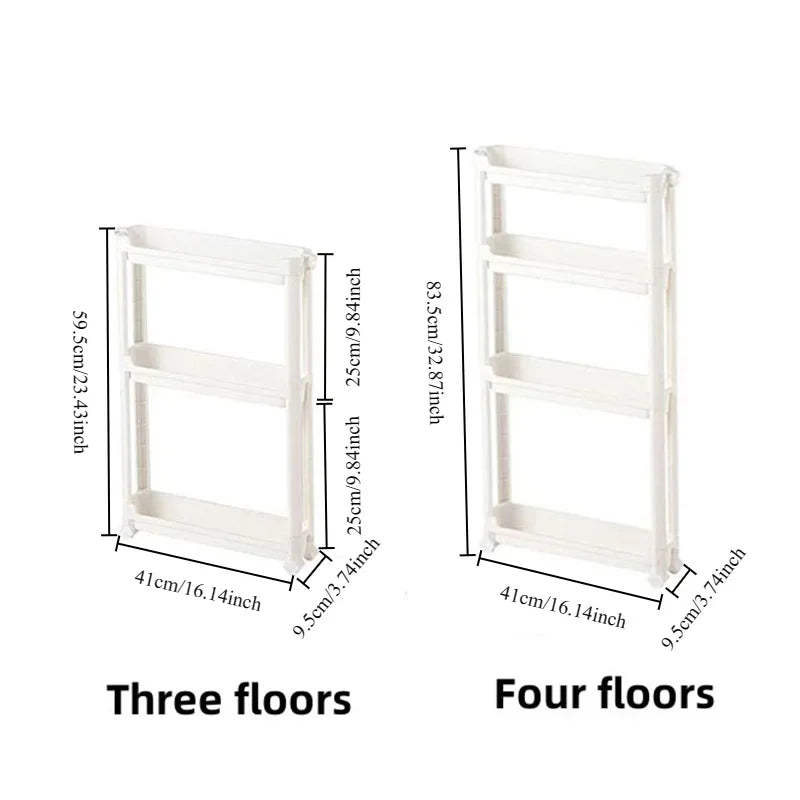 Behind The Door Storage Cabinet Bathroom and Kitchen Storage Rack Multi-layer Narrow Cabinet Space Saving Trolley Storage Rack
