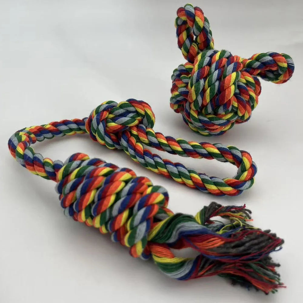 1Set Pet Toy Dog Woven Toys Cartoon Training Teething Pet Rope Dog Rope Knot Grinding Teeth Hand  Chew Toys Rope Toy