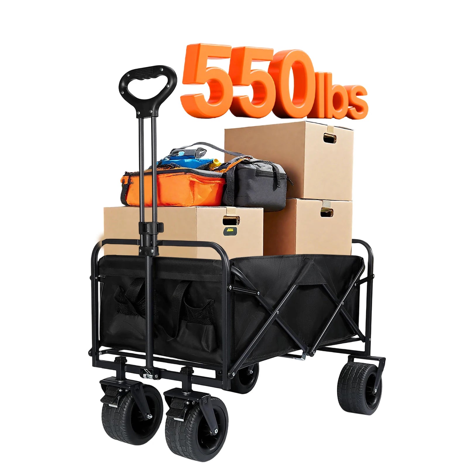 Foldable Large Capacity Bag Camping Cart Thicked Wheels Telescopic Handle Shopping Trolley Camping Trailer