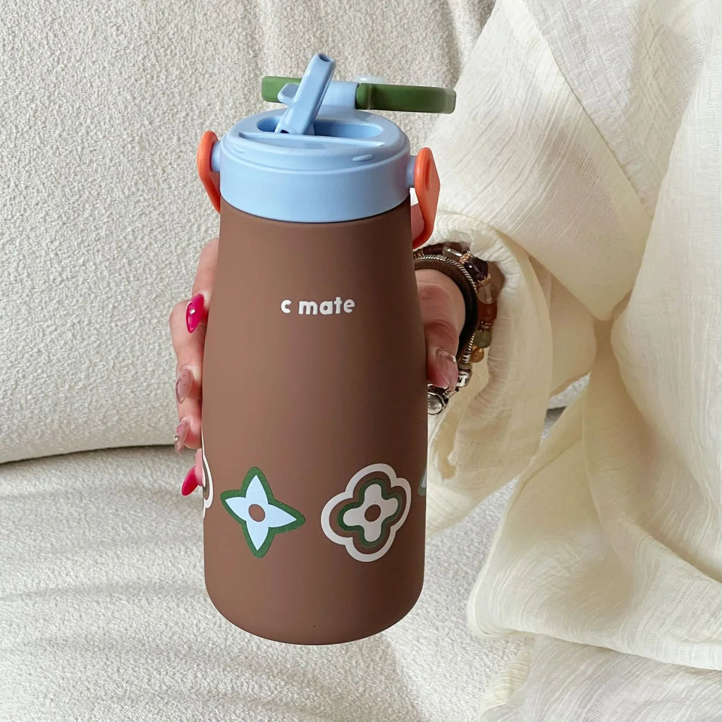 Stainless Steel Insulated Cup With Tea Infuser And Straw 600ml Ceramic Inner Coffee Mug for  Cold Beverages Travel