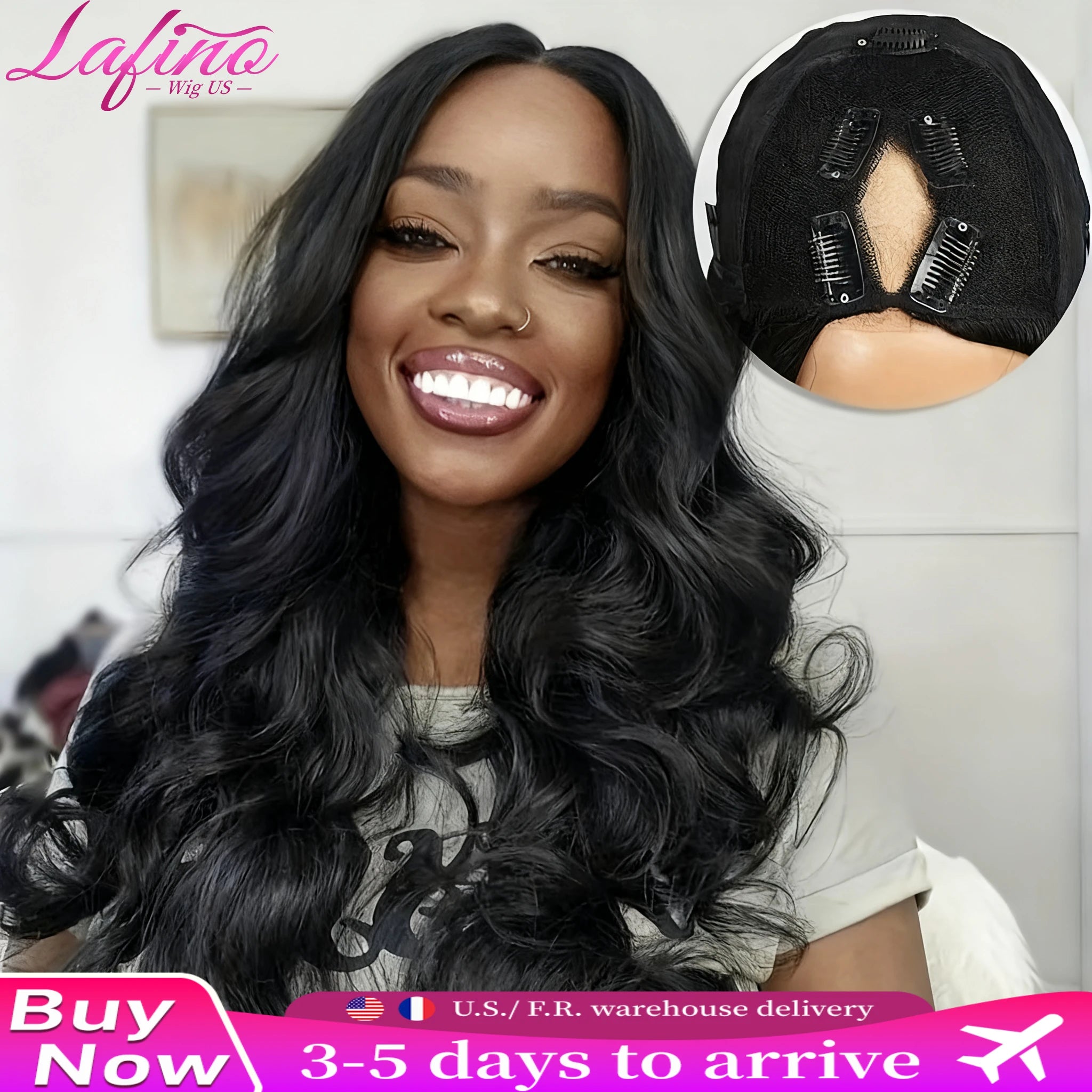 Lafion Wig 250 Density V Part Wig Human Hair Body Wave Upgrade V Part Wig No Leave Out  V Part Wig Human Hair Remy Hair Daily