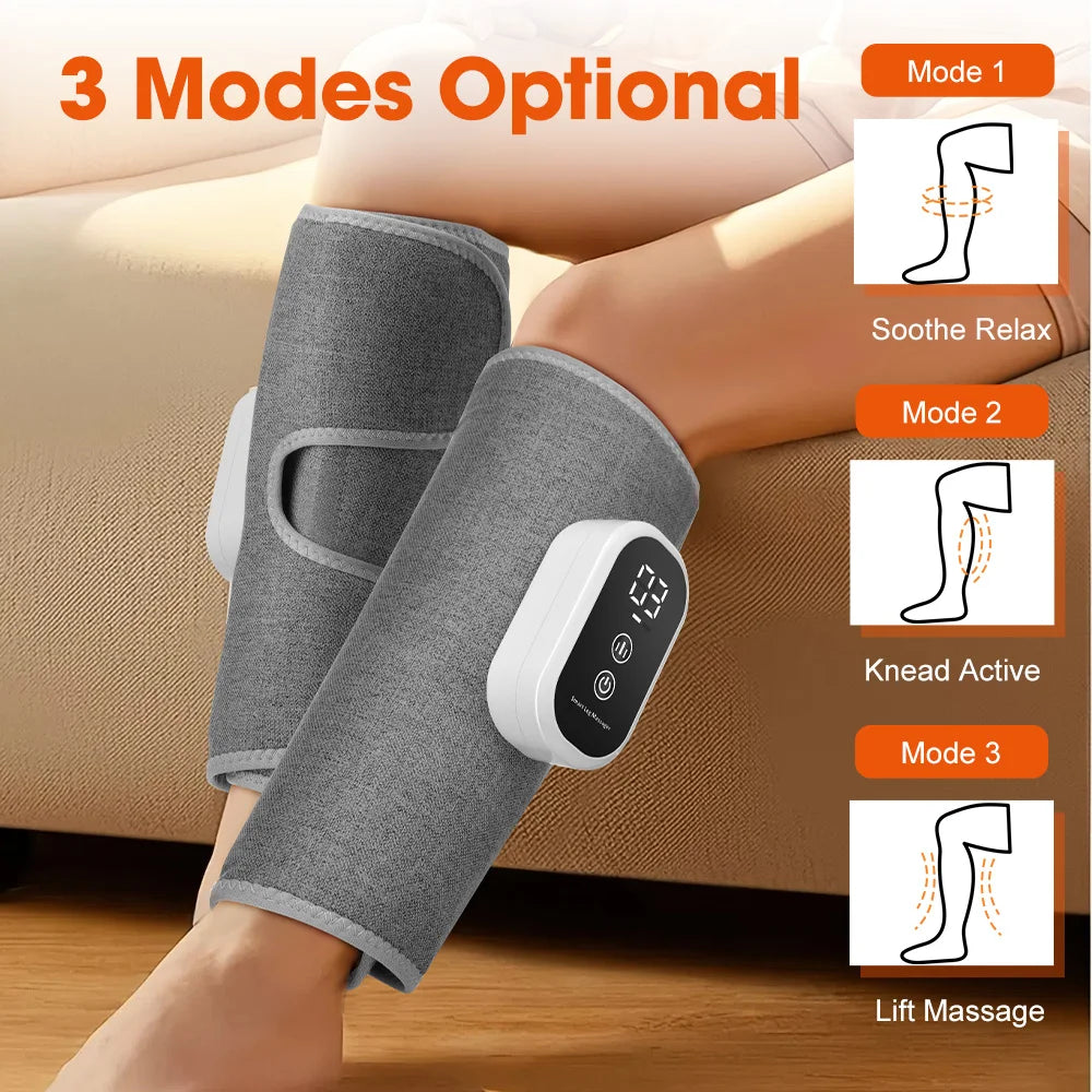 Eletric Cordless 360° Air Pressure Calf Massager 3 Modes Leg Massage Heated Compression Foot Deep Muscle Relax Leg Warmer