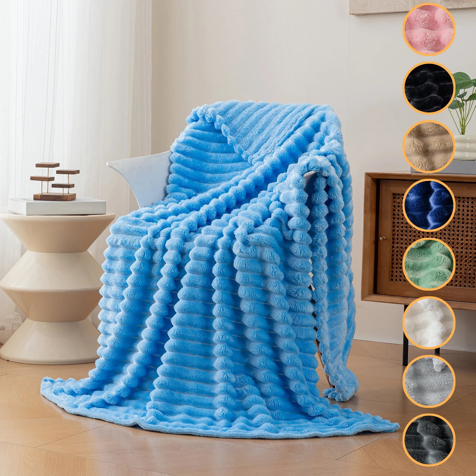 1pc flannel blanket, comfortable and warm sofa blanket, ultra soft striped nap blanket suitable for bedroom and dormitory blanke