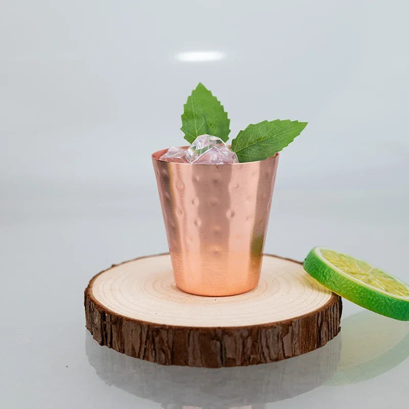 4Pcs New 100% Copper Cups Pure Solid  Moscow Mule PURE Copper Mugs-Shaped 2oz Cocktail Cups Beer Milk Mug Drinkware