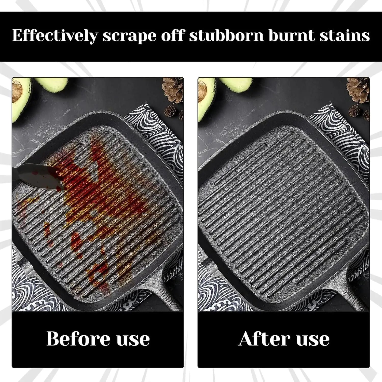 1/2Pcs Grill Scraper for George Foreman Indoor Grills & Most Other Indoor Grills with Grooves, Heat-Resistant Grill Spatula