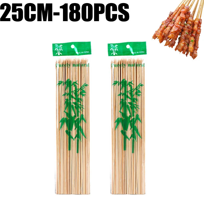 360/90x Food Sticks Bamboo Skewer Stick Disposable Wood for Home Kitchen Party Buffet Food Fruit Barbecue Tools Various Size