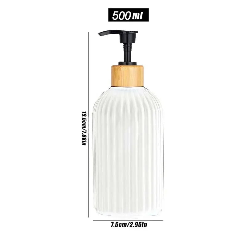 500ml Strip Soap Dispenser With Bamboo Pump Bathroom Refillable Body Wash Shampoo Conditioner Empty Container Lotion Bottle