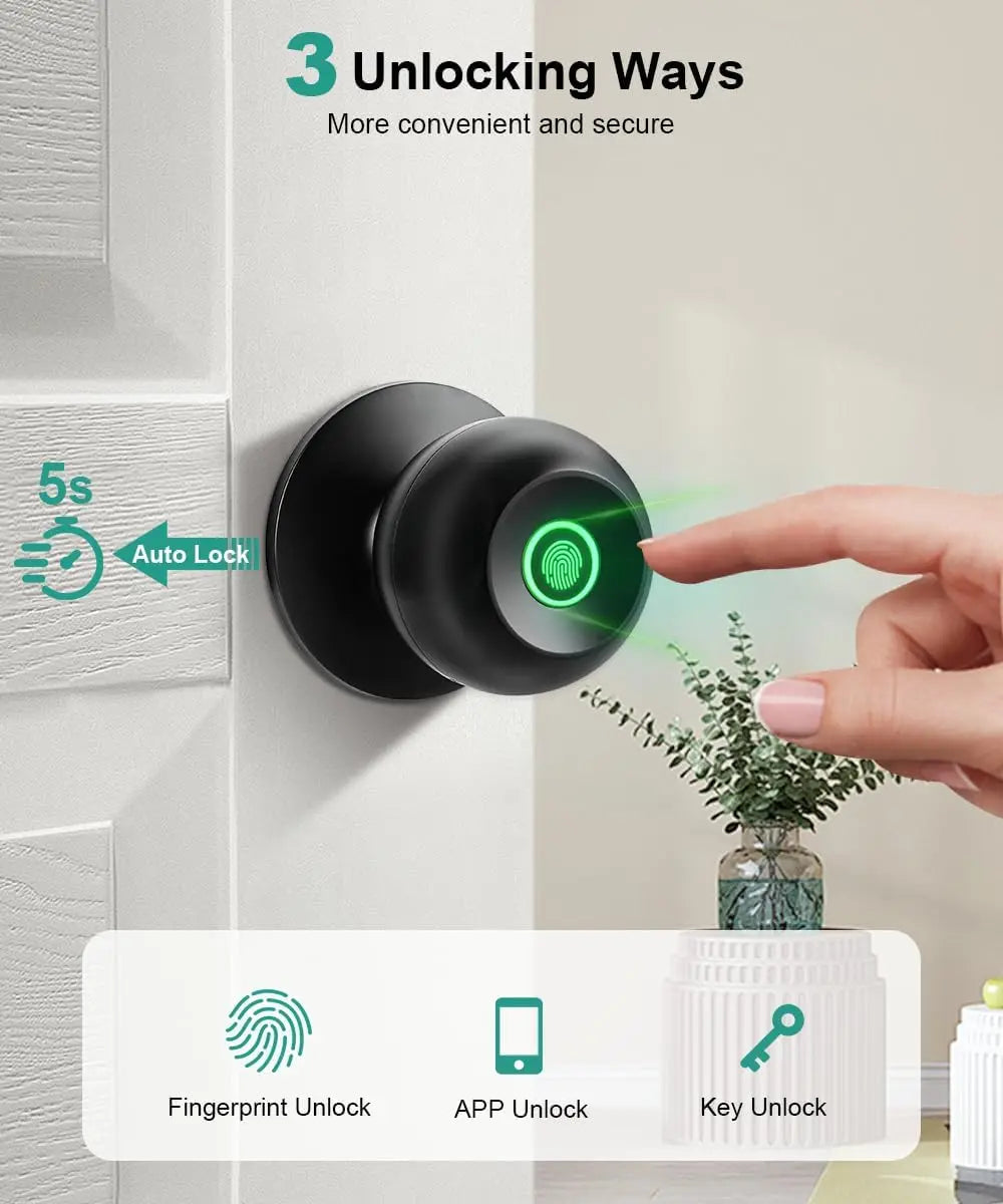 Smart Fingerprint Door Lock with App Control, Keyless Entry for Home Office Bedroom Garage Security