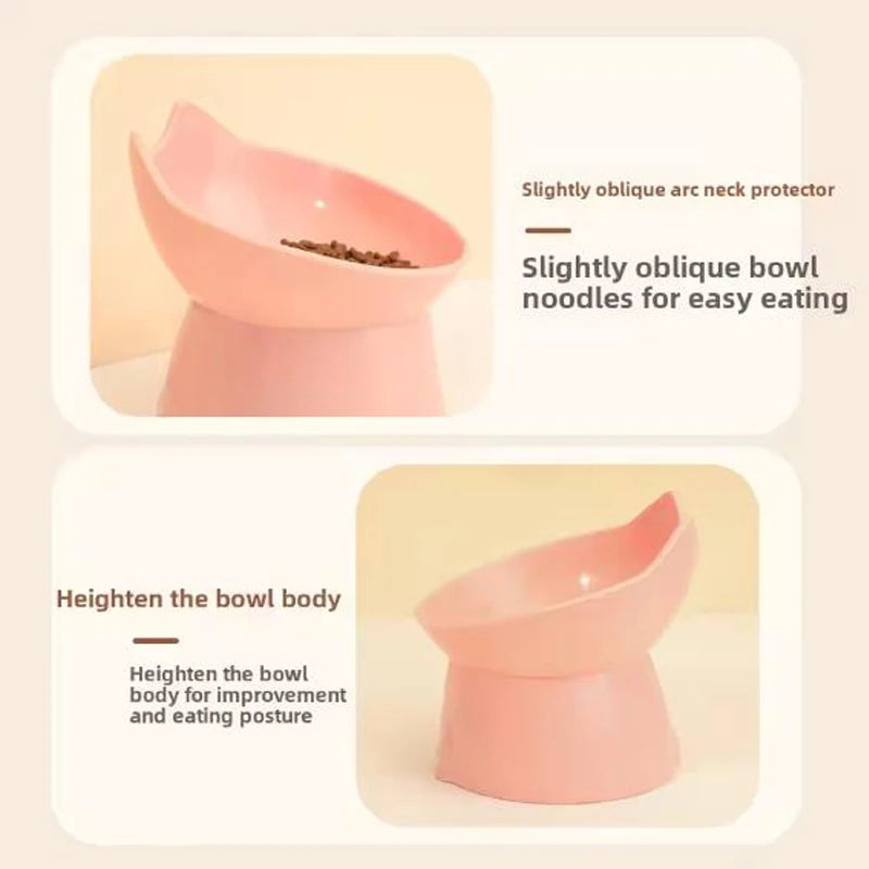 Cat bowl with long ears and high feet bowl cat and dog neck protection and anti-overturning plastic raised pet bowl