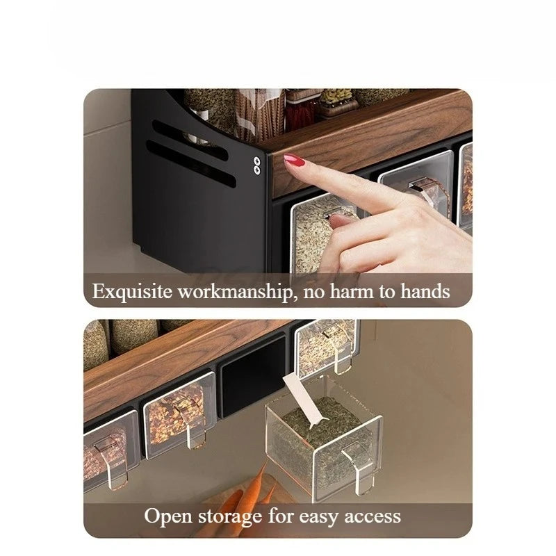 Holes Walnut Kitchen Storage Rack Wall Mounted Seasoning Bottle Storage  Disassemble and Wash