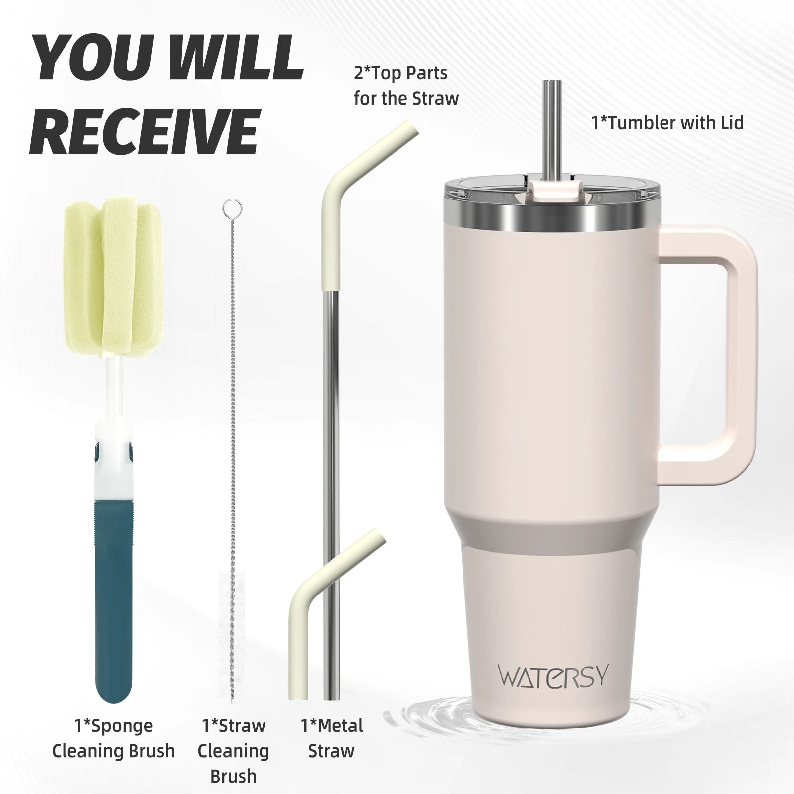 WATERSY 20oz/591ml Tumbler with Handle, Leak-proof Insulated Cup, Stainless Steel Vacuum Thermal for Coffee, for Car, Travel