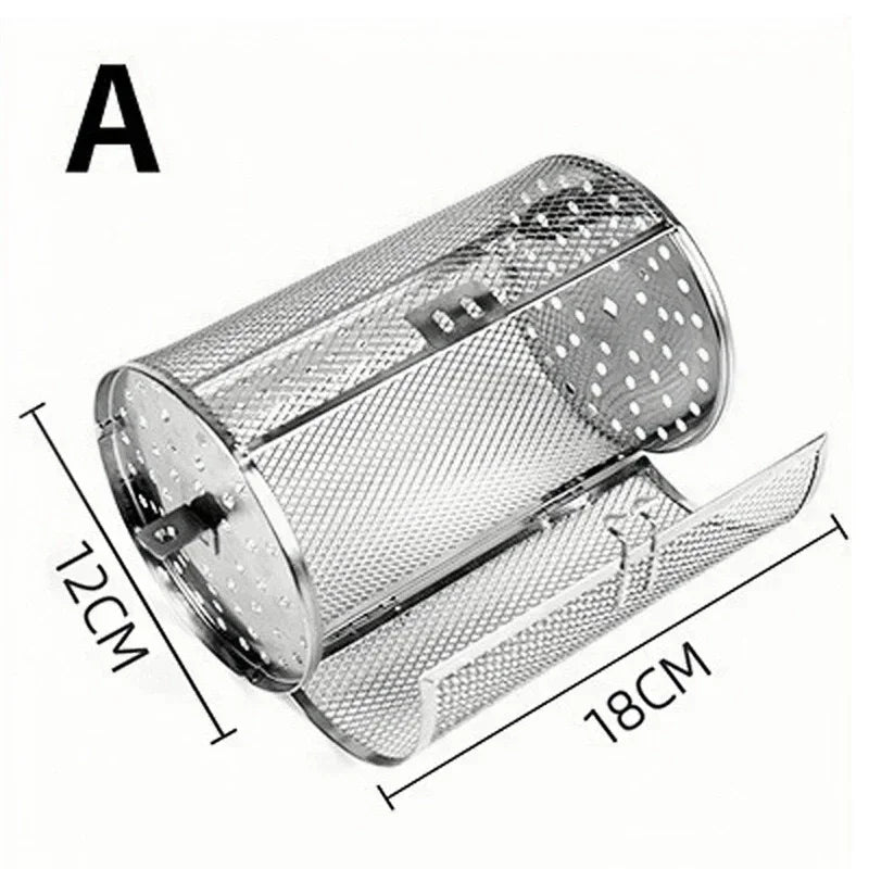 Stainless Steel Rotisserie Grill Roaster Drum Oven Rotary Baking Cage Rotisserie Basket for Peanut Dried Nut Coffee Beans BBQ