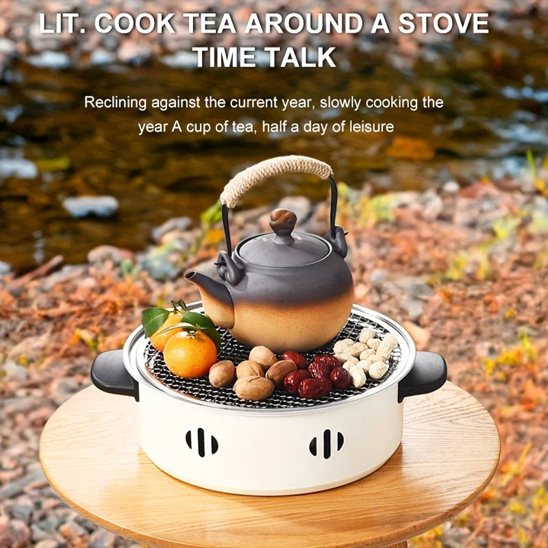 1pcs Portable Barbecue Stove Versatile Tabletop BBQ Grill Pan with Grill Net Perfect for Outdoor Camping and Backyard BBQ Tools