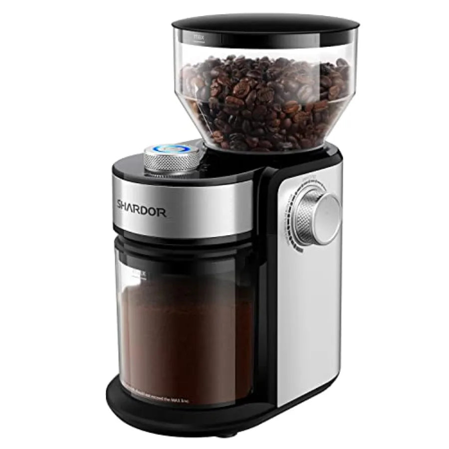 Electric Adjustable Burr Coffee Bean Grinder with 16 Precise Grind Settings for 2-14 Cup Silver
