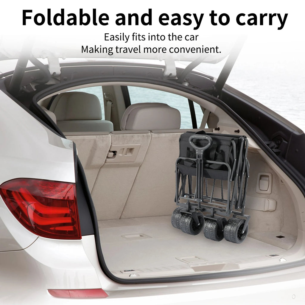Foldable Large Capacity Bag Camping Cart Thicked Wheels Telescopic Handle Shopping Trolley Camping Trailer