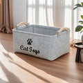 Stylish Felt Pet Toy Storage Basket - Durable Organizer for Cat & Dog Toys, Dirty Clothes, and Cleaning Supplies - Letter Print