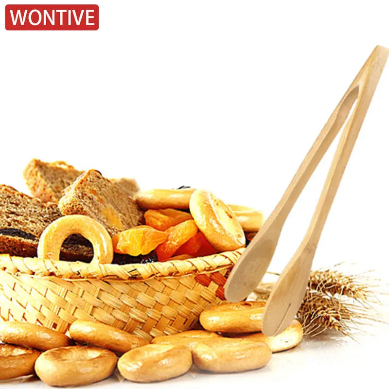 Reusable Bamboo Toast Tongs Kitchen Utensil Tea Tong For Fruits Toast Tea Bread Pickle Cooking Ultra Grip Wooden Toaster Tongs