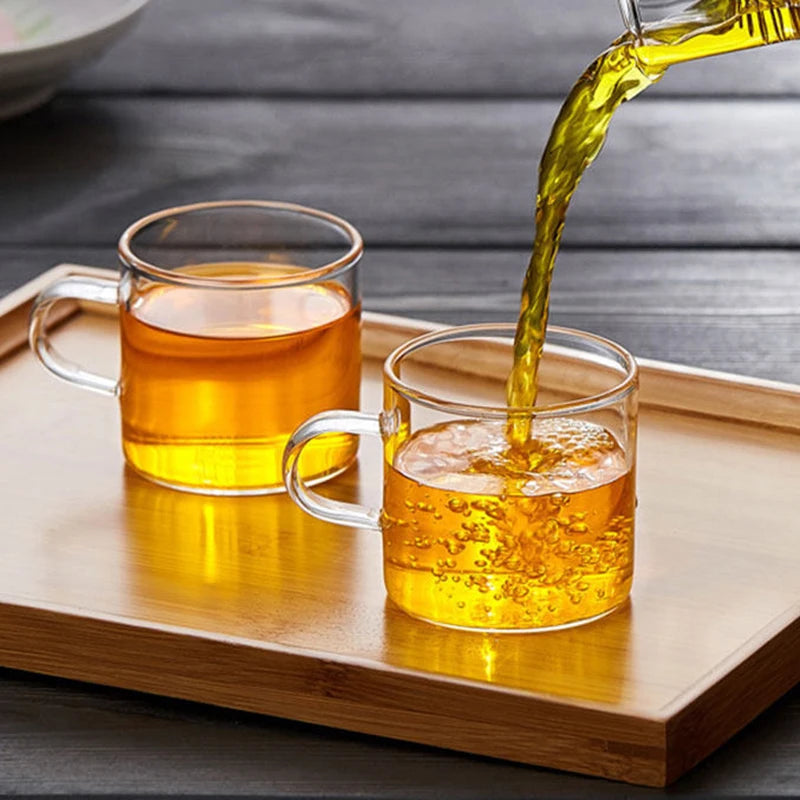 Coffee Cups Set of 6 High Borosilicate Glass 100ml/120ml Transparent Glasses with Handle High-temperature Resistant Teaware Mugs