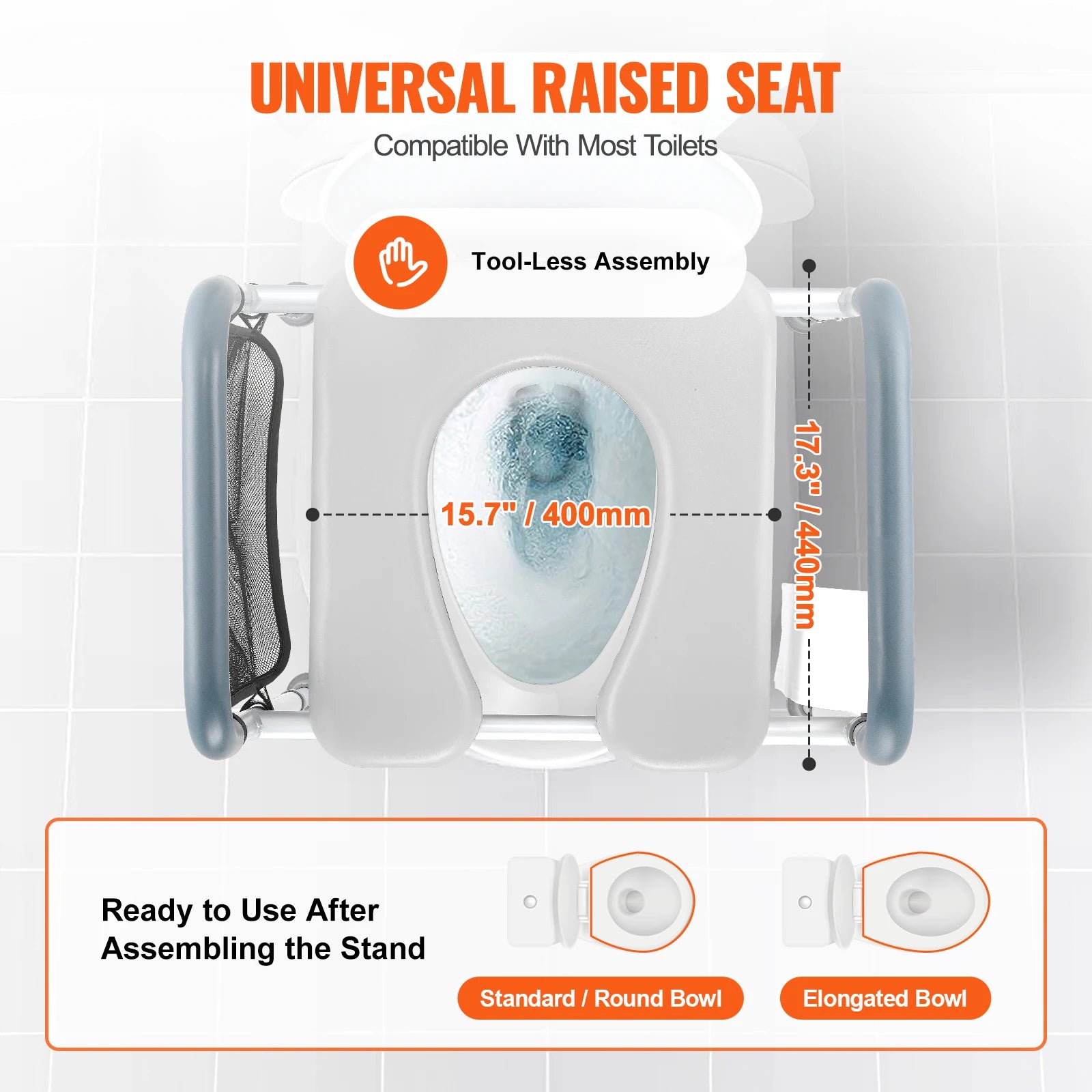 SucceBuy Raised Toilet Seat 7-Position Height Adjustment 19.3" - 25.2" 350lbs Weight Capacity with Comfort Padded Aluminum Frame