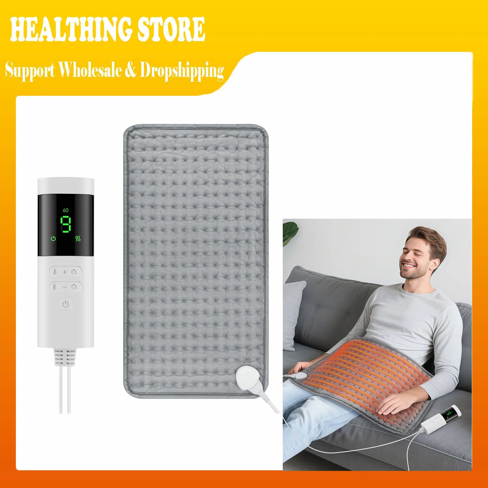Winter Electric Heating Pad Blanket Soft Adjustable Temperature Levels 4 Timing Modes Shoulder Knee Legs Constant Warm Cushion