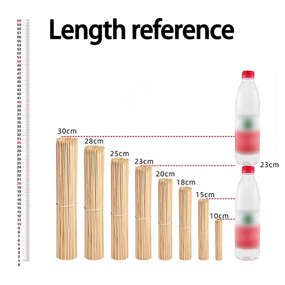 15/20/25/30cm Bamboo Skewer Sticks Food Grade Bamboo Stick for Kitchen Barbecue Fruit Fried Disposable Nature Wood Long Stick