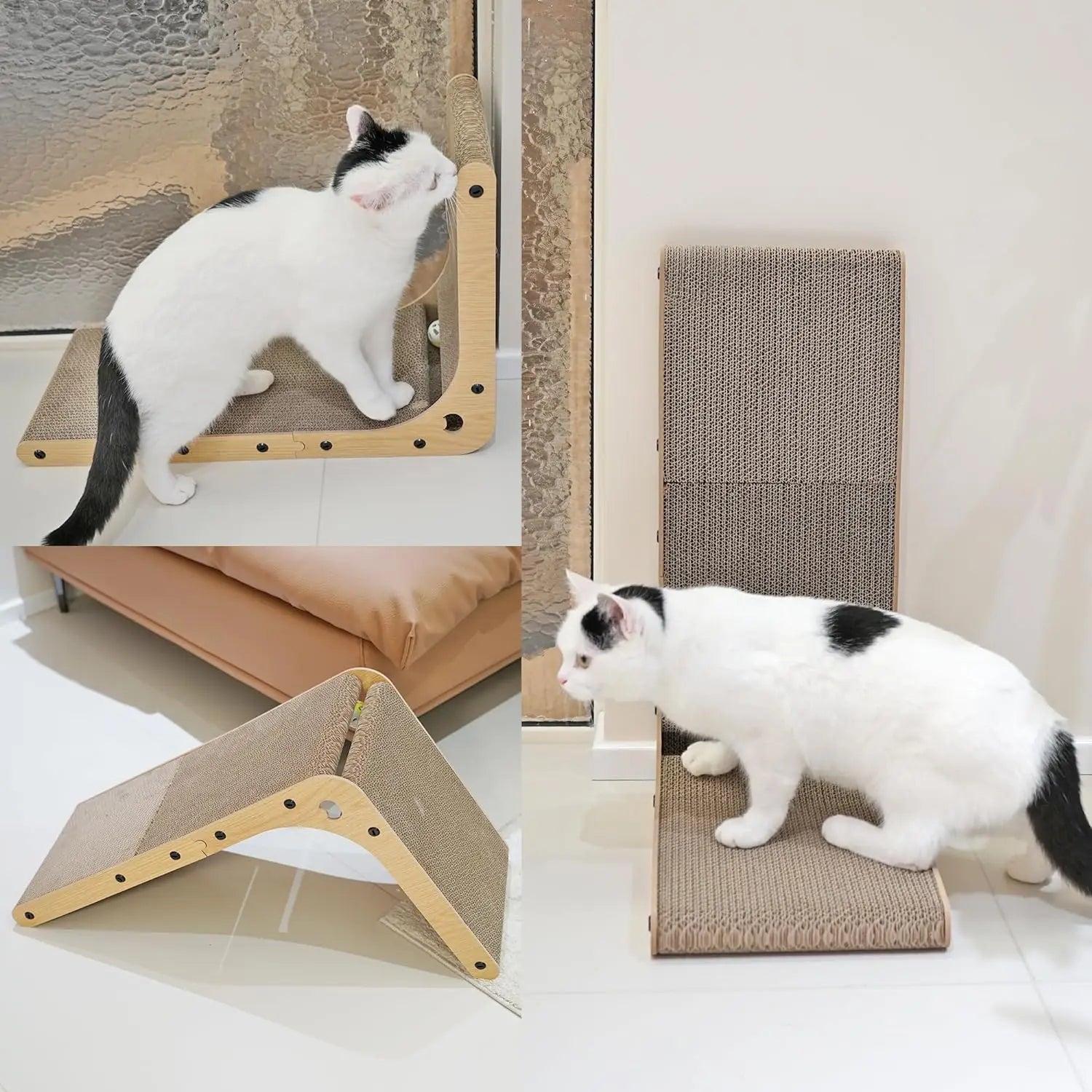 L Shape Cat Scratcher, 23.6 Inch Cat Scratchers for Indoor Cats, Protecting Furniture Cat Scratch Pad, Cardboard Cat Scratching