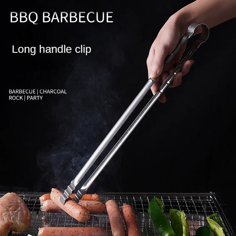 1Pc Outdoor camping Grill Tongs 45CM ExtraLong Kitchen Tongs Grilling Tongs Clips Stainless Steel Tongs for Cooking Grilling