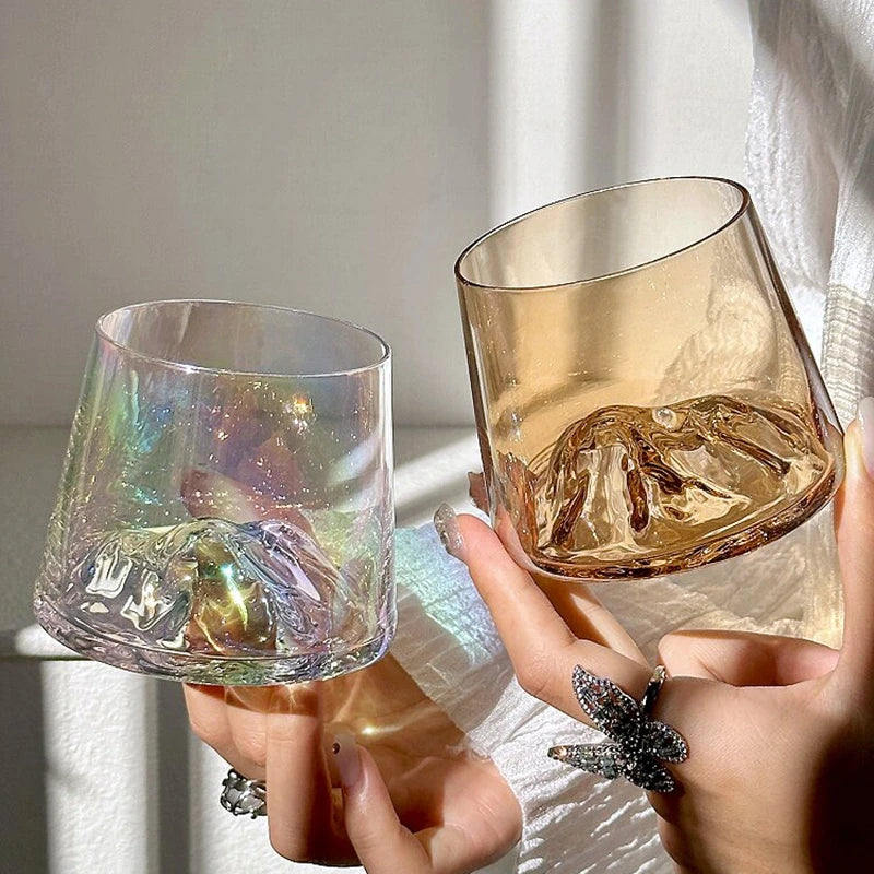 1/2pcs Mountain Glass Cup Whiskey Glass Transparent Guanshan Water Cup Beer Wine Bottle Milk Coffee Mug Aesthetic Cup