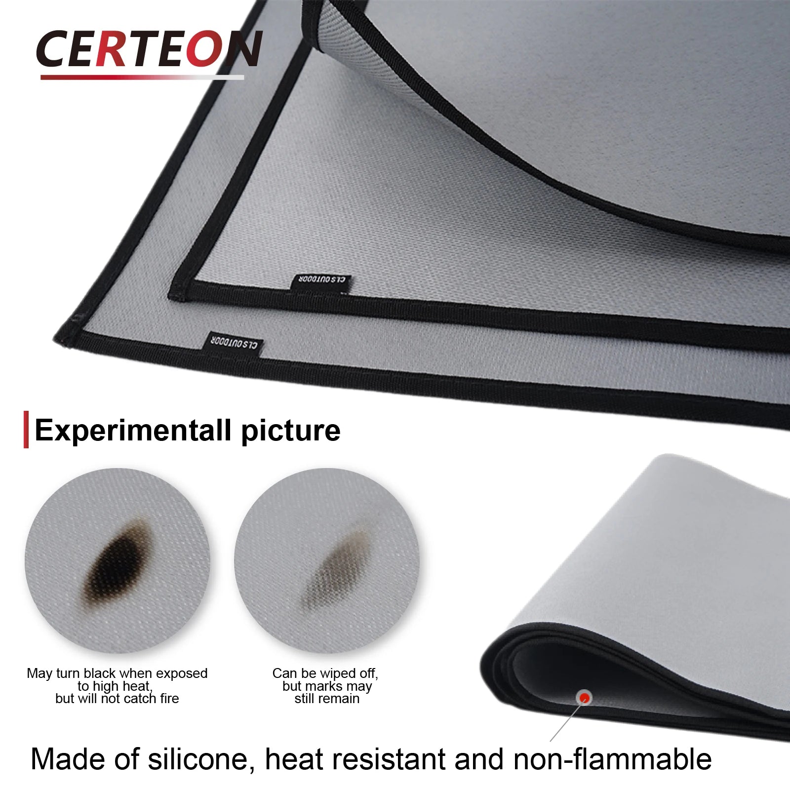 Portable Fireproof Mat Multi Size Silicone Coated Fiberglass Heat Shield for Fire Pit BBQ Patio Camping Deck Protection