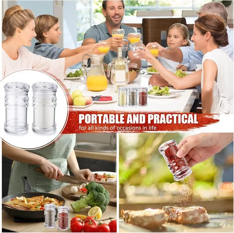 Transparen Spices Bottles Salt Pepper Shakers Acrylic Barbecue Seasoning Jars Condiment Box Home Kitchen Powder Storage Can