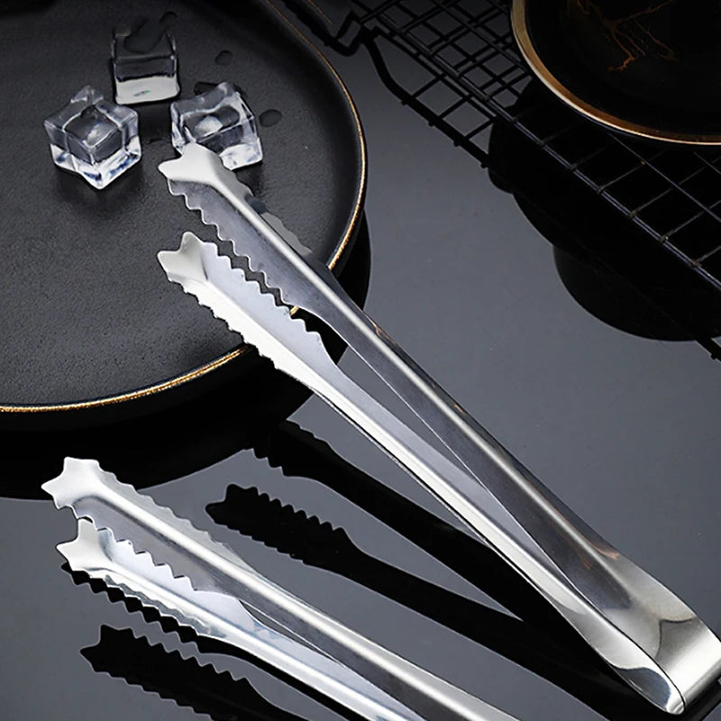 New BBQ Food Tongs Barbecue Stainless Steel Kitchen Food Meat Non-slip Non-Stick Steak Clamp Cooking Tool Toothed Ice Towel Clip