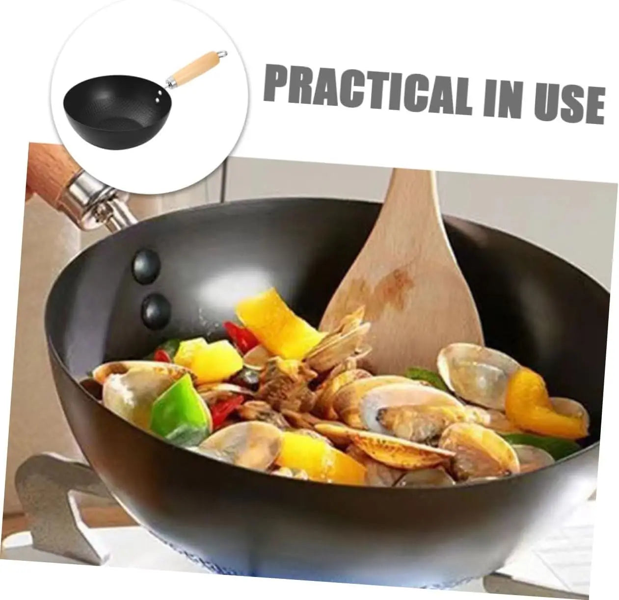 Uncoated Flat Bottom Wok Small Iron Wok for Stir-Fry Cooking Stove Induction Cookware Accessories Kitchen Supply