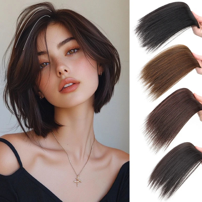 Synthetic Invisable Seamless Hair Pads Clip In Increase Hair Volume Hair Extensions Top Side Cover Hairpiece for Women