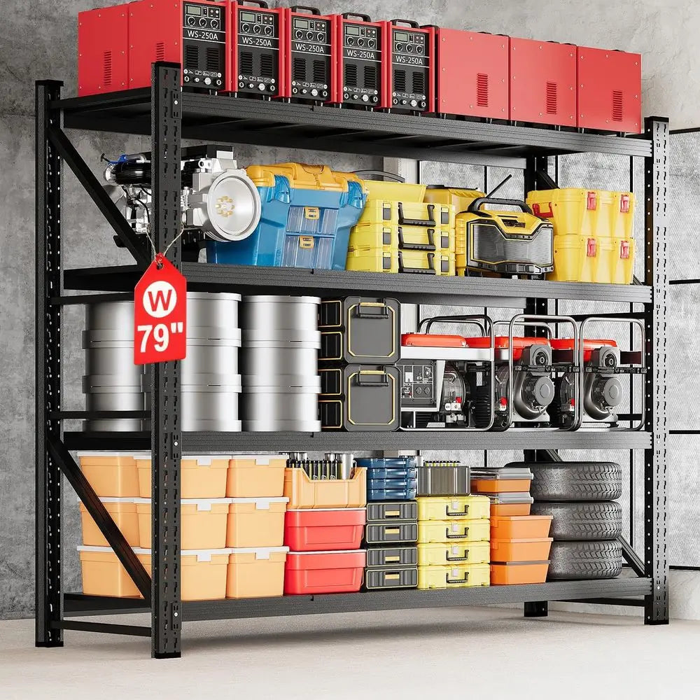 79" W Storage Shelves,6800LBS Metal Garage Storage Shelving,Heavy Duty Adjustable Unit Storage Shelves for Warehouse,Customized